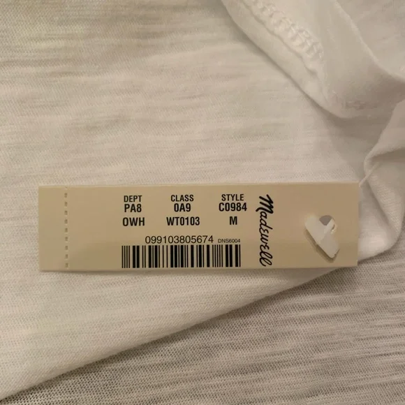 MADEWELL Whisper Cotton Crewneck Tee White Women’s Medium - Picture 6 of 7